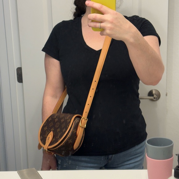Louis Vuitton Brown Tan Crossbody Bag with Monogram Canvas - Picture 1 of 8